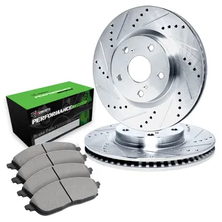 R1 Concepts WGSN1-74025 Drilled & Slotted Silver Rotor Set W/ Performance Sport Pads